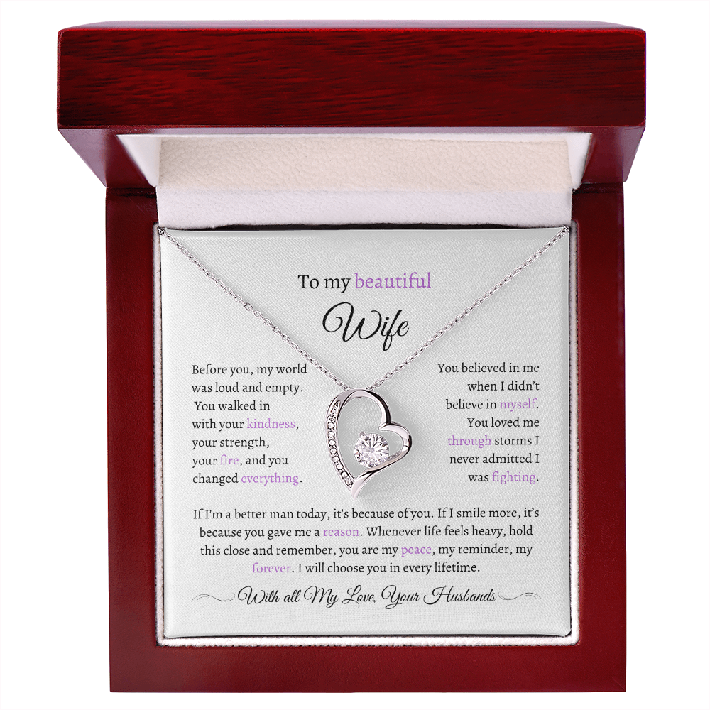 Husband to Wife Necklace with Message Card – “You Are My Peace” – Romantic Anniversary Gift, Birthday Gift, Valentine's Gift, Marriage Gift