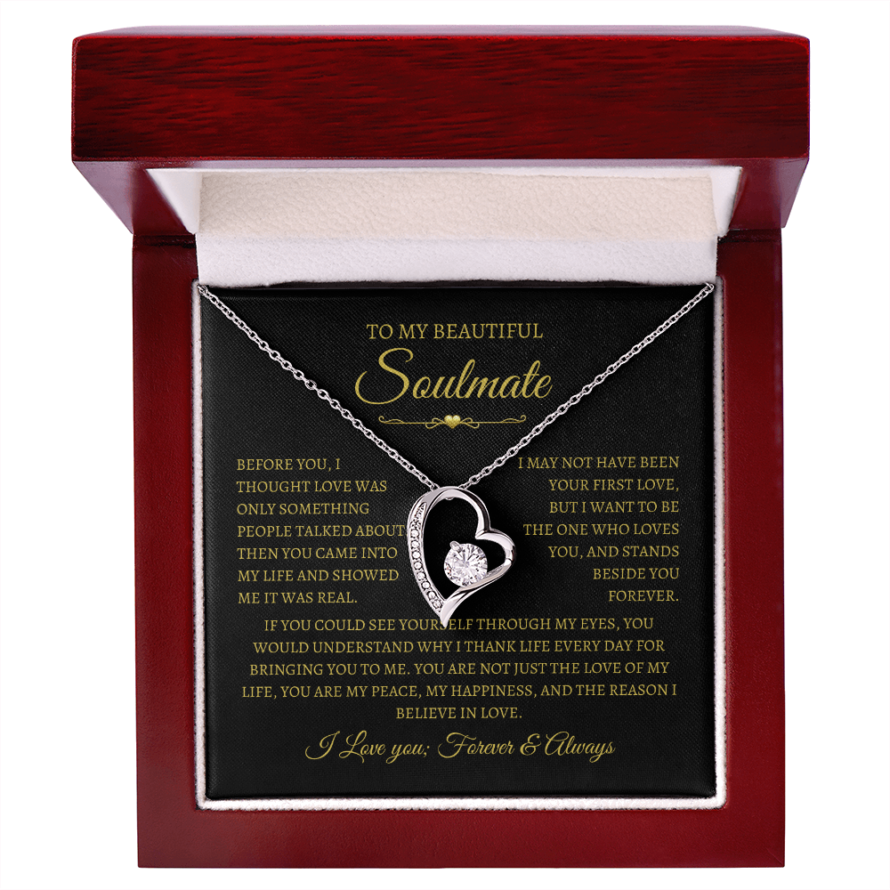 To My Beautiful Soulmate Gift, "My Happiness" Heart Necklace