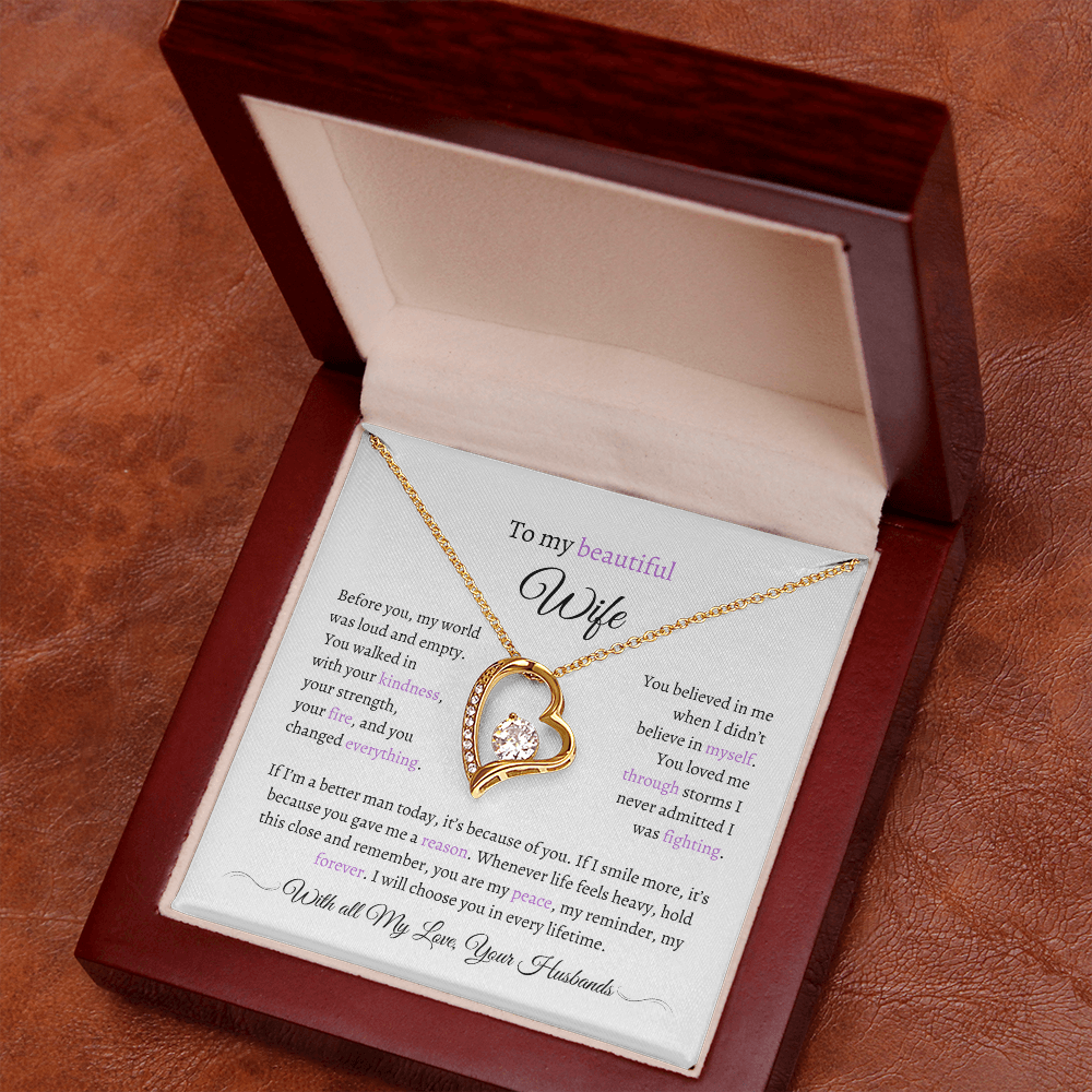 Husband to Wife Necklace with Message Card – “You Are My Peace” – Romantic Anniversary Gift, Birthday Gift, Valentine's Gift, Marriage Gift