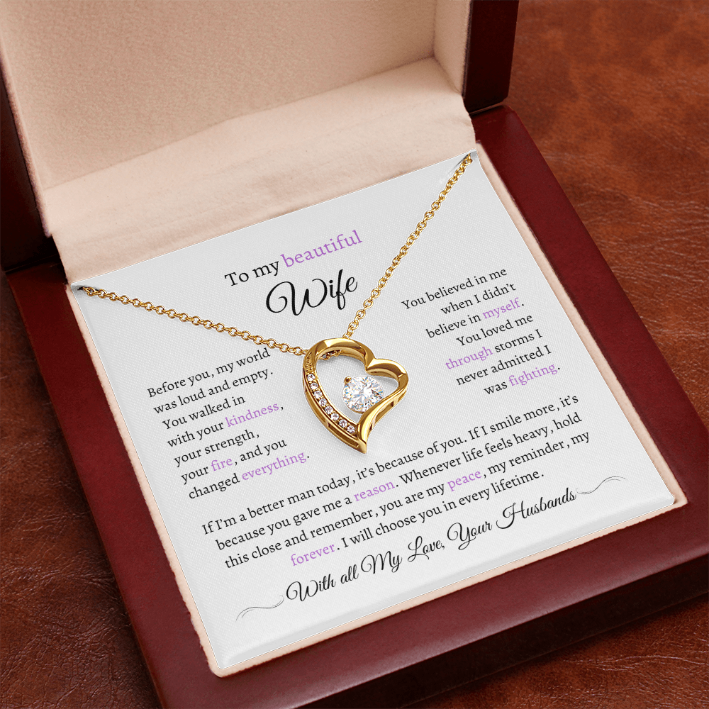 Husband to Wife Necklace with Message Card – “You Are My Peace” – Romantic Anniversary Gift, Birthday Gift, Valentine's Gift, Marriage Gift