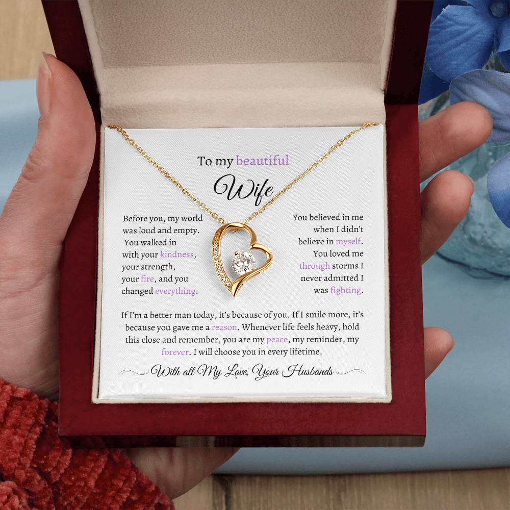Husband to Wife Necklace with Message Card – “You Are My Peace” – Romantic Anniversary Gift, Birthday Gift, Valentine's Gift, Marriage Gift