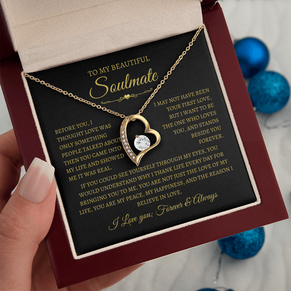 To My Beautiful Soulmate Gift, "My Happiness" Heart Necklace