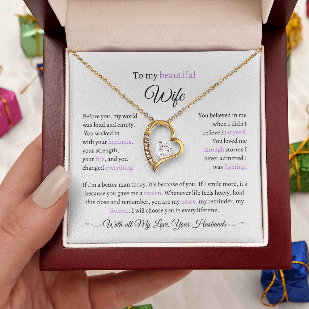 Husband to Wife Necklace with Message Card – “You Are My Peace” – Romantic Anniversary Gift, Birthday Gift, Valentine's Gift, Marriage Gift