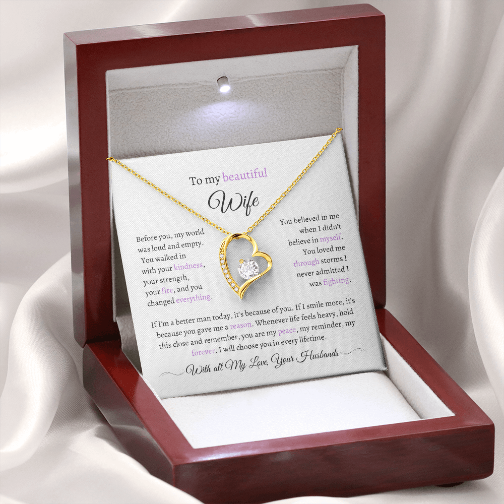 Husband to Wife Necklace with Message Card – “You Are My Peace” – Romantic Anniversary Gift, Birthday Gift, Valentine's Gift, Marriage Gift