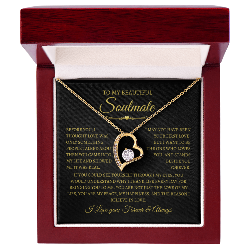 To My Beautiful Soulmate Gift, "My Happiness" Heart Necklace