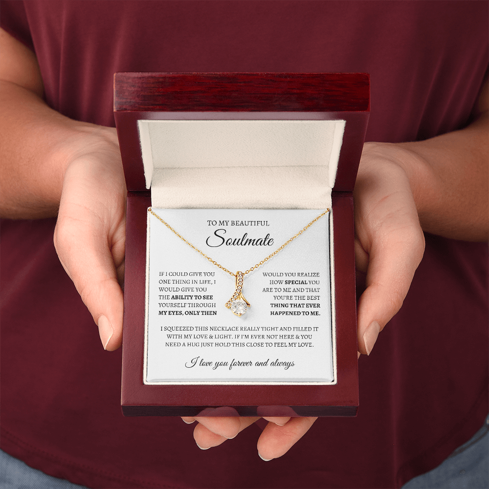 To My Soulmate Sparkling Love Knot Necklace – Romantic Gift for Wife or Girlfriend