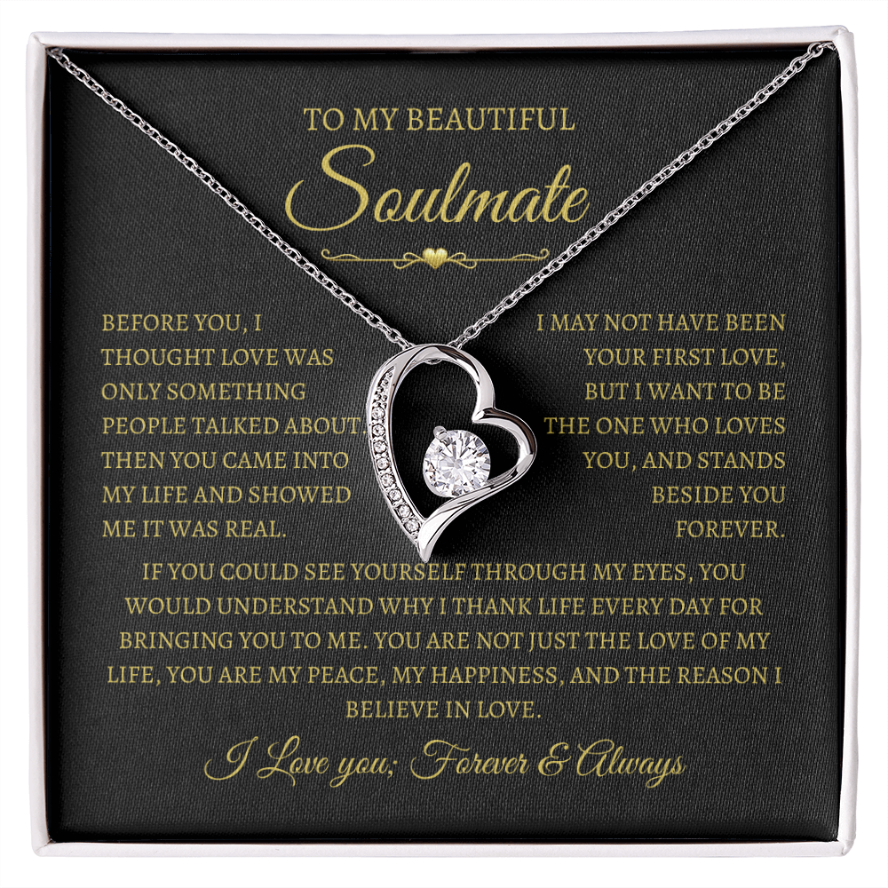 To My Beautiful Soulmate Gift, "My Happiness" Heart Necklace