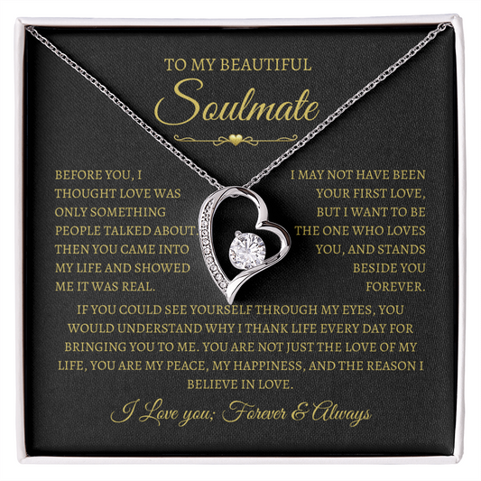 To My Beautiful Soulmate Gift, "My Happiness" Heart Necklace