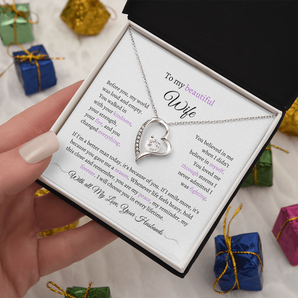 Husband to Wife Necklace with Message Card – “You Are My Peace” – Romantic Anniversary Gift, Birthday Gift, Valentine's Gift, Marriage Gift