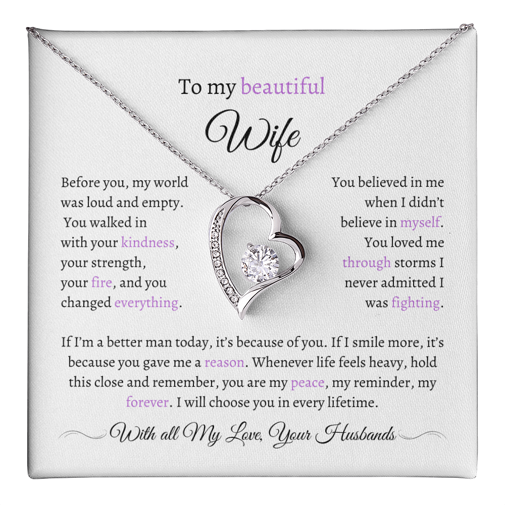 Husband to Wife Necklace with Message Card – “You Are My Peace” – Romantic Anniversary Gift, Birthday Gift, Valentine's Gift, Marriage Gift