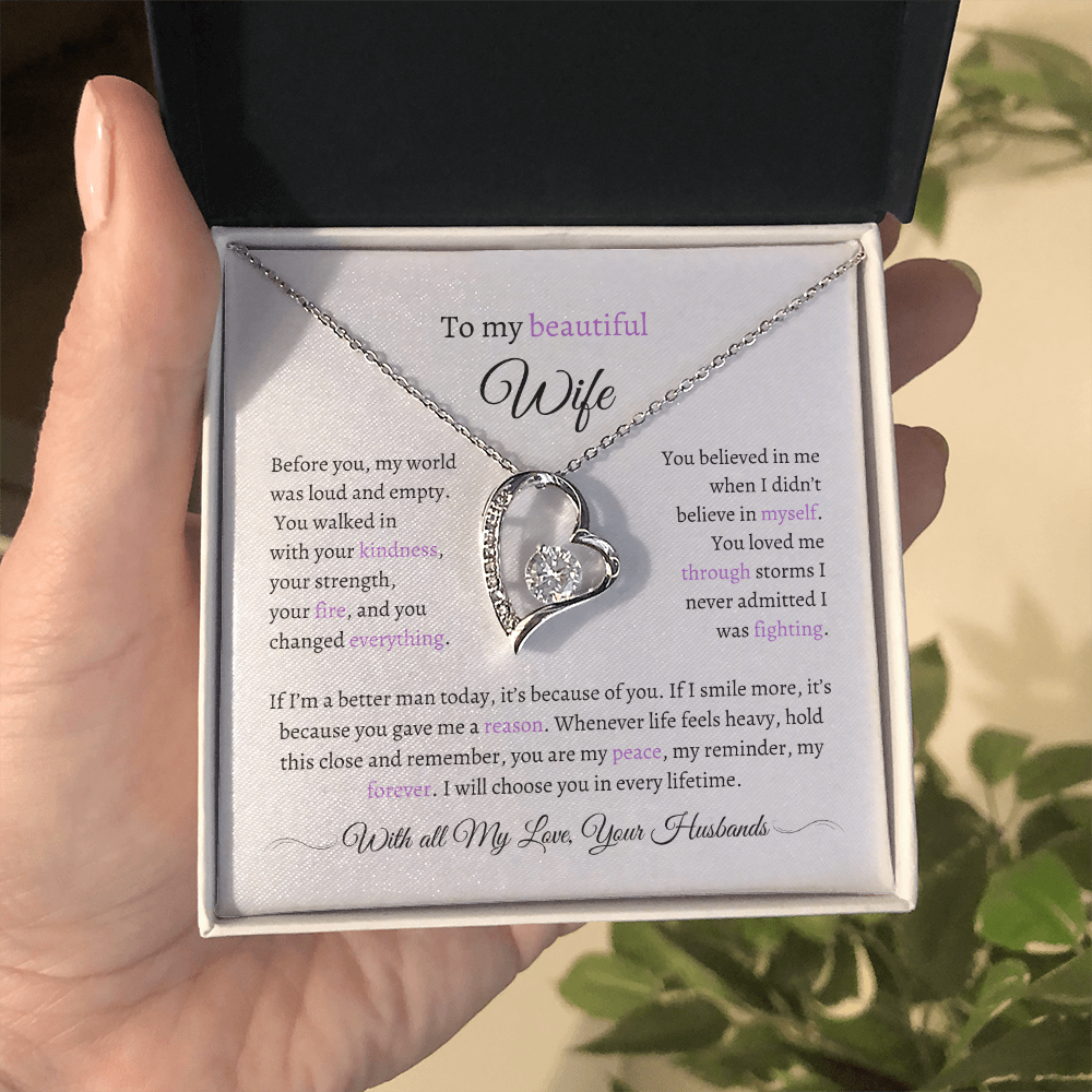 Husband to Wife Necklace with Message Card – “You Are My Peace” – Romantic Anniversary Gift, Birthday Gift, Valentine's Gift, Marriage Gift
