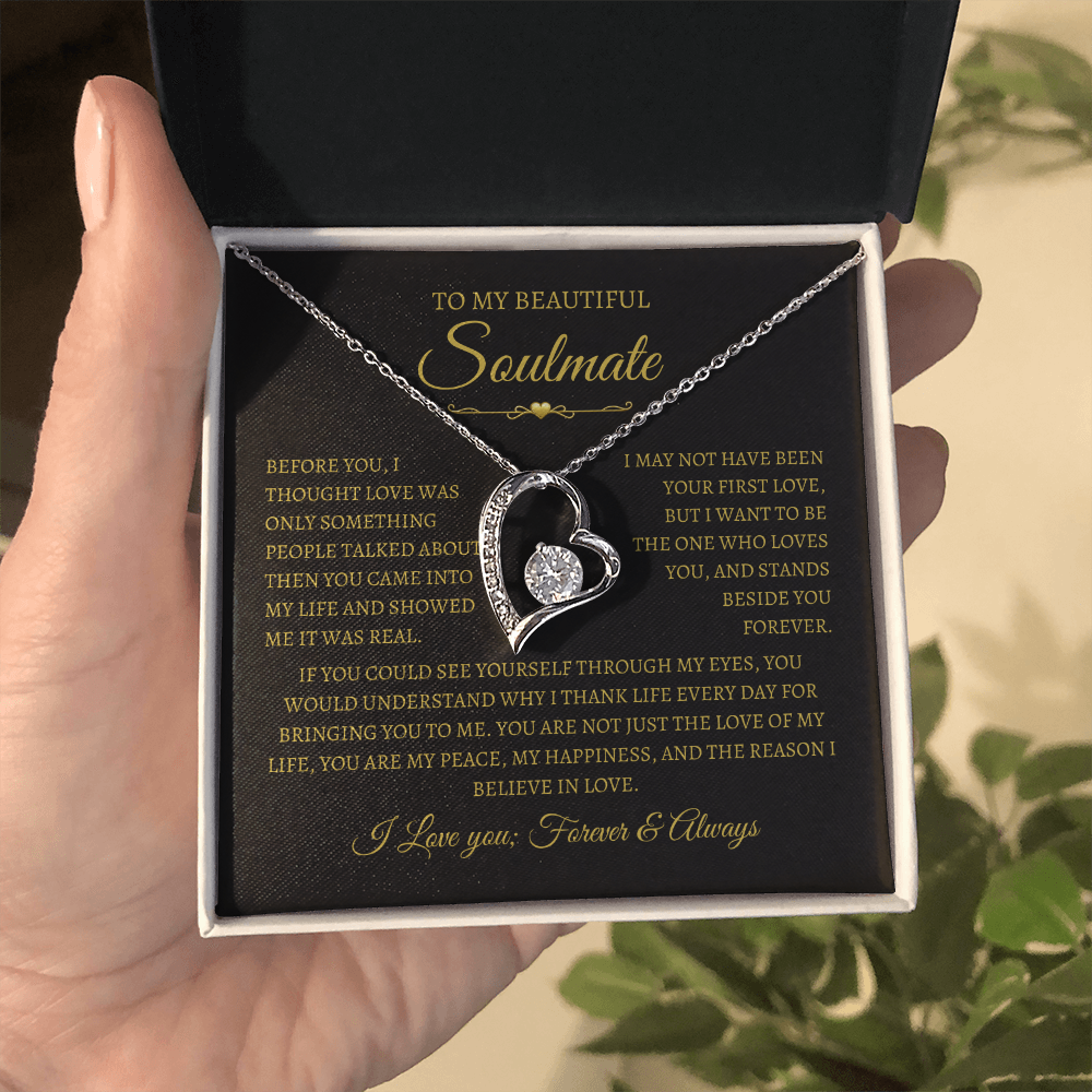 To My Beautiful Soulmate Gift, "My Happiness" Heart Necklace