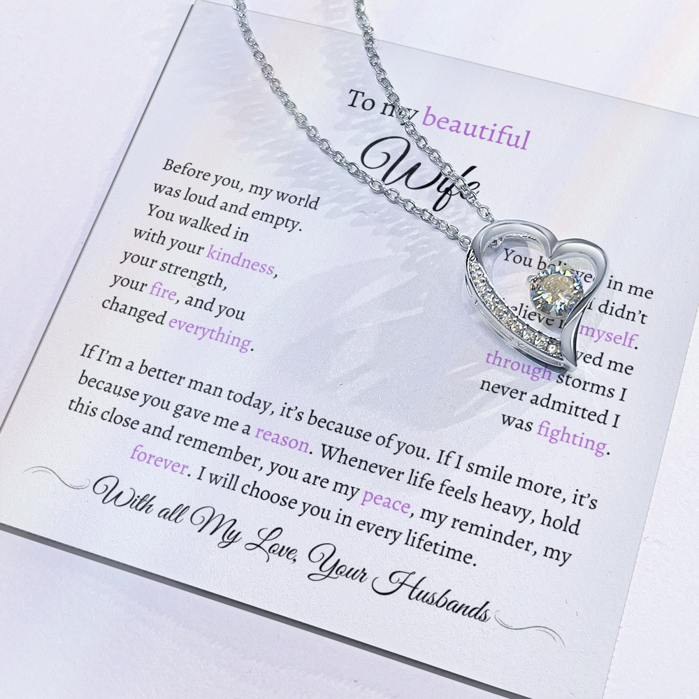 Husband to Wife Necklace with Message Card – “You Are My Peace” – Romantic Anniversary Gift, Birthday Gift, Valentine's Gift, Marriage Gift