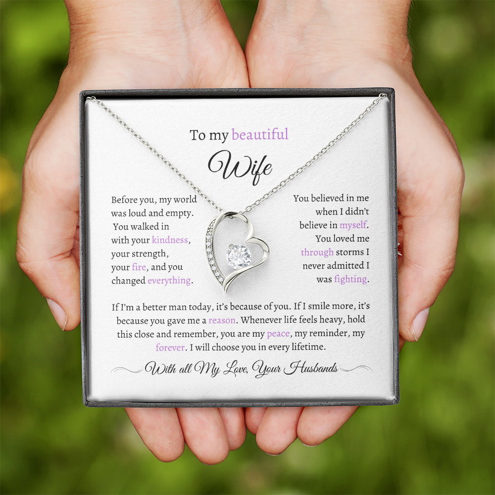 Husband to Wife Necklace with Message Card – “You Are My Peace” – Romantic Anniversary Gift, Birthday Gift, Valentine's Gift, Marriage Gift