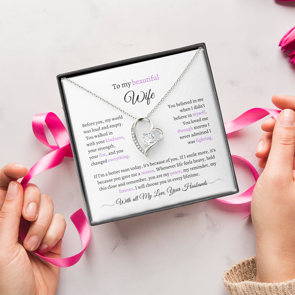 Husband to Wife Necklace with Message Card – “You Are My Peace” – Romantic Anniversary Gift, Birthday Gift, Valentine's Gift, Marriage Gift