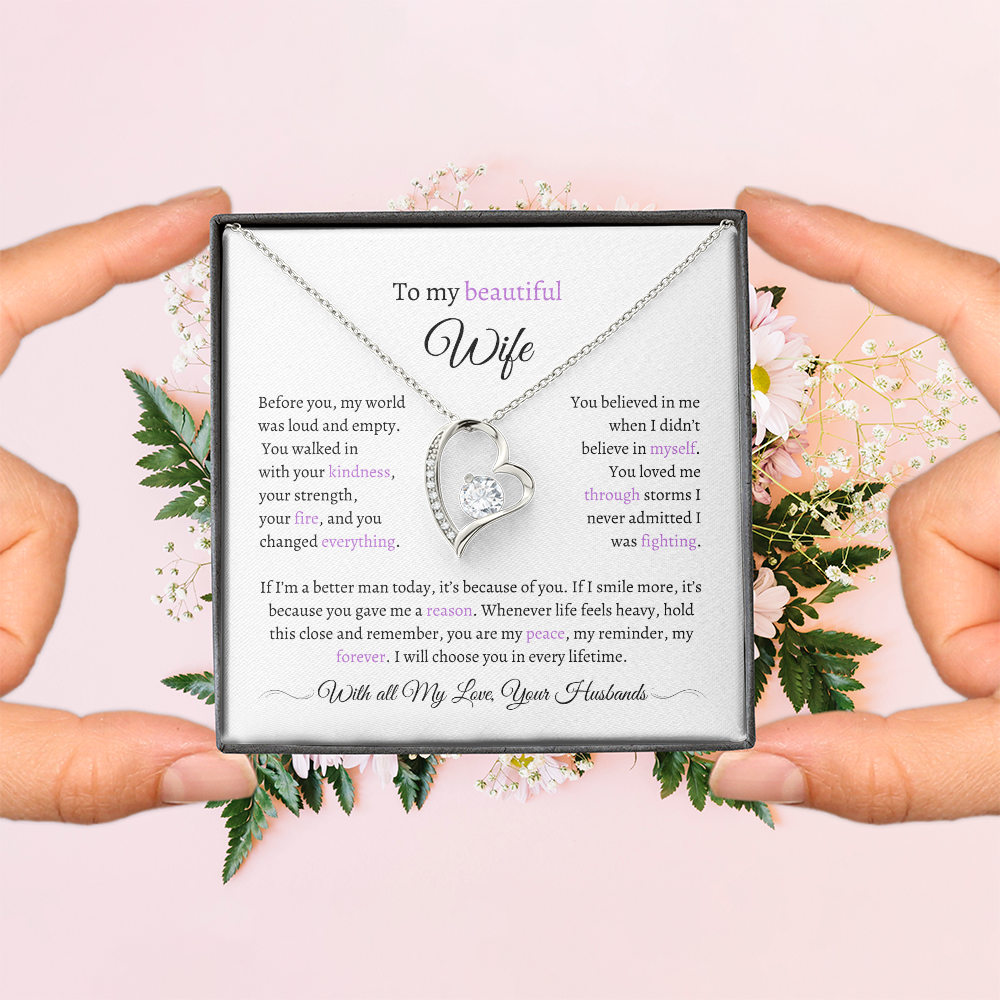 Husband to Wife Necklace with Message Card – “You Are My Peace” – Romantic Anniversary Gift, Birthday Gift, Valentine's Gift, Marriage Gift