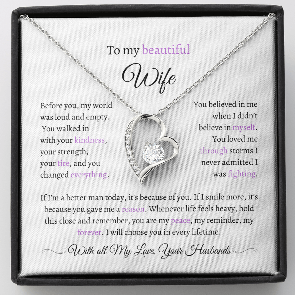 Husband to Wife Necklace with Message Card – “You Are My Peace” – Romantic Anniversary Gift, Birthday Gift, Valentine's Gift, Marriage Gift