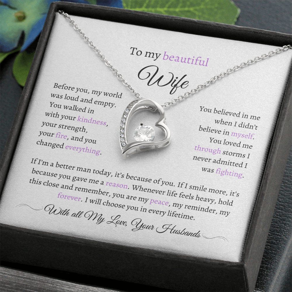 Husband to Wife Necklace with Message Card – “You Are My Peace” – Romantic Anniversary Gift, Birthday Gift, Valentine's Gift, Marriage Gift