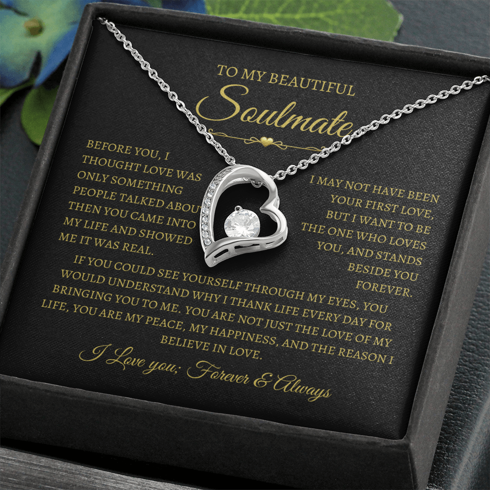 To My Beautiful Soulmate Gift, "My Happiness" Heart Necklace