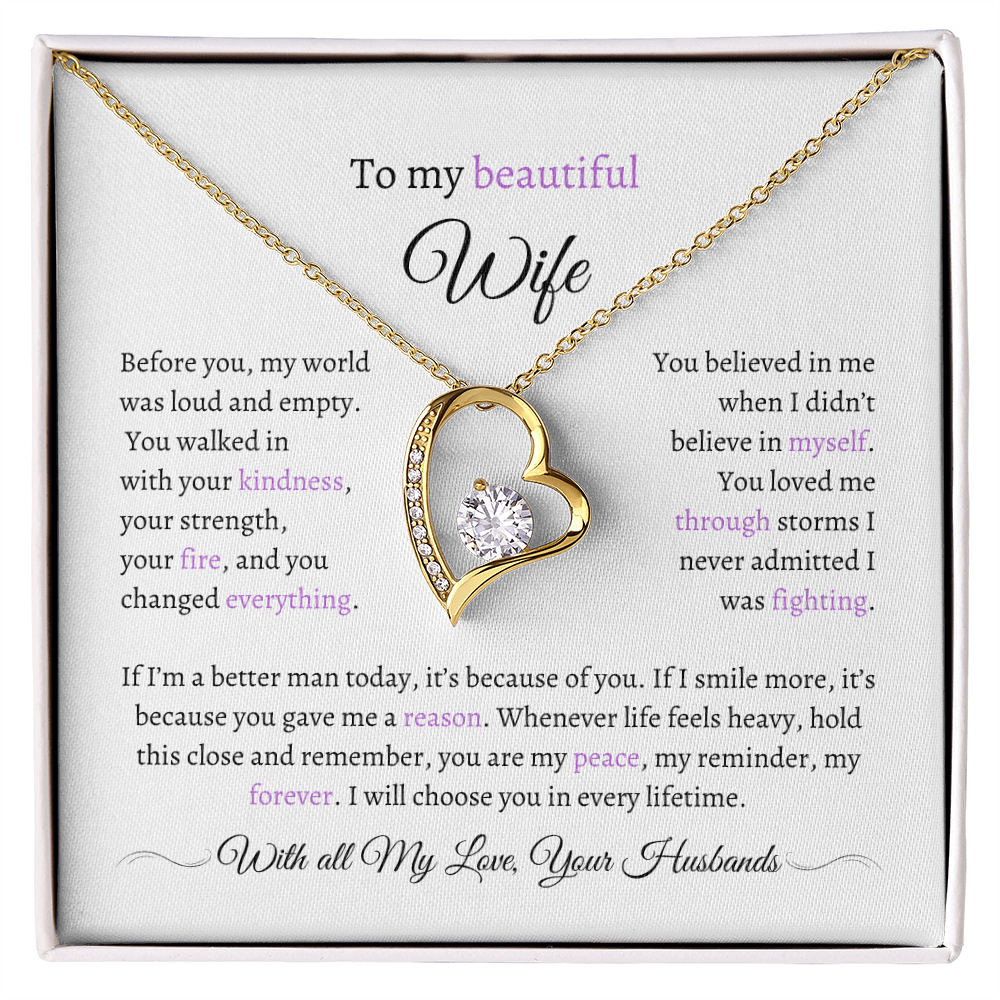 Husband to Wife Necklace with Message Card – “You Are My Peace” – Romantic Anniversary Gift, Birthday Gift, Valentine's Gift, Marriage Gift