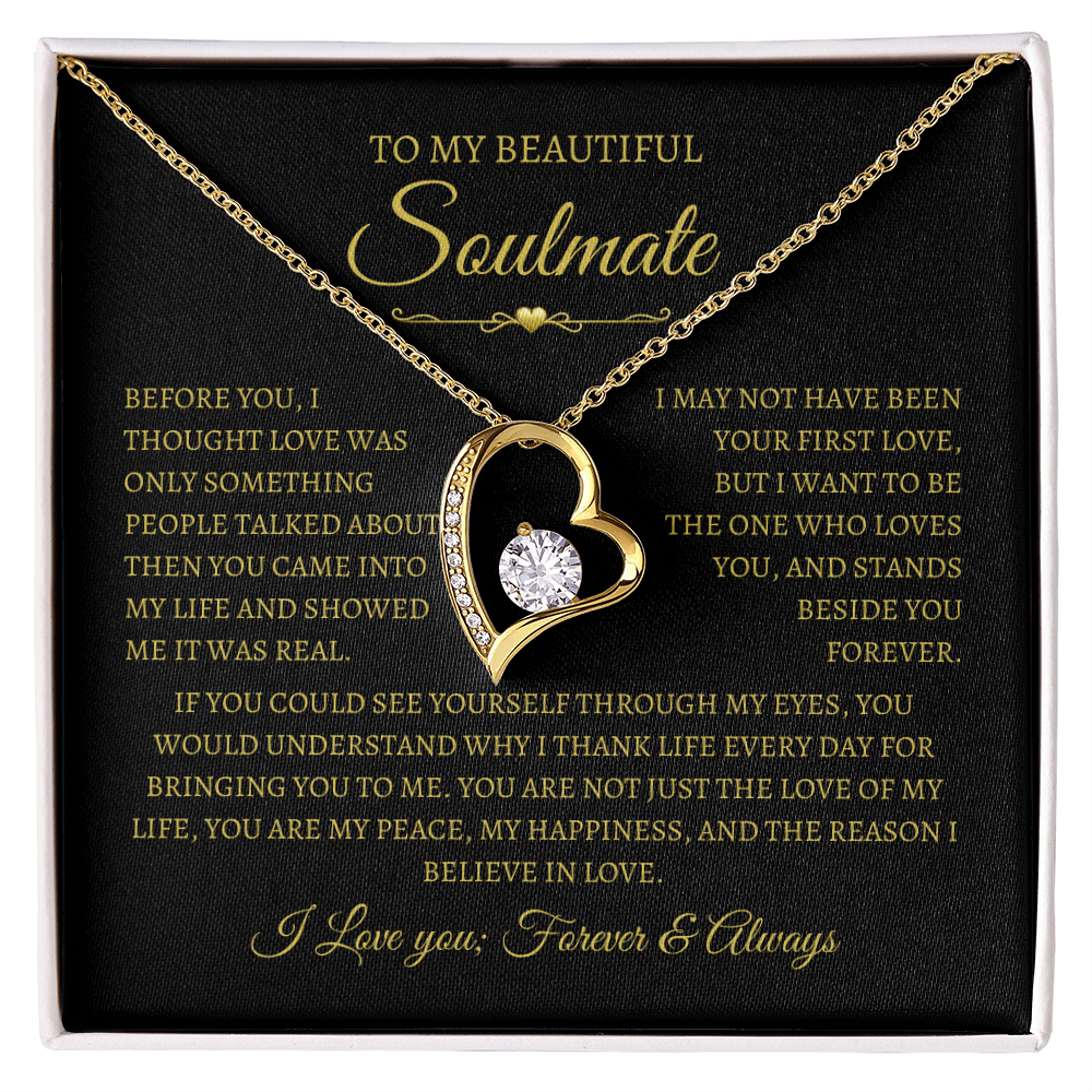 To My Beautiful Soulmate Gift, "My Happiness" Heart Necklace