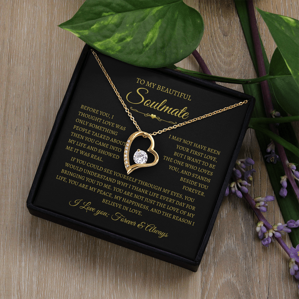 To My Beautiful Soulmate Gift, "My Happiness" Heart Necklace