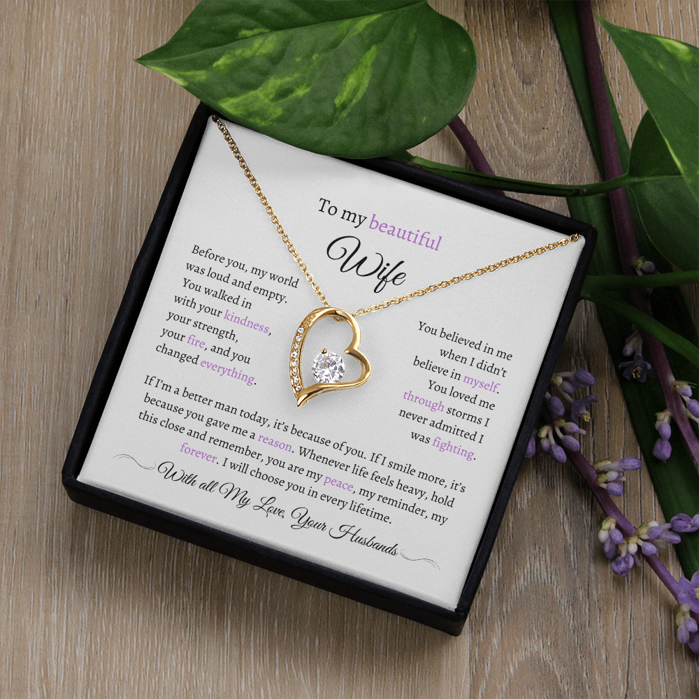Husband to Wife Necklace with Message Card – “You Are My Peace” – Romantic Anniversary Gift, Birthday Gift, Valentine's Gift, Marriage Gift