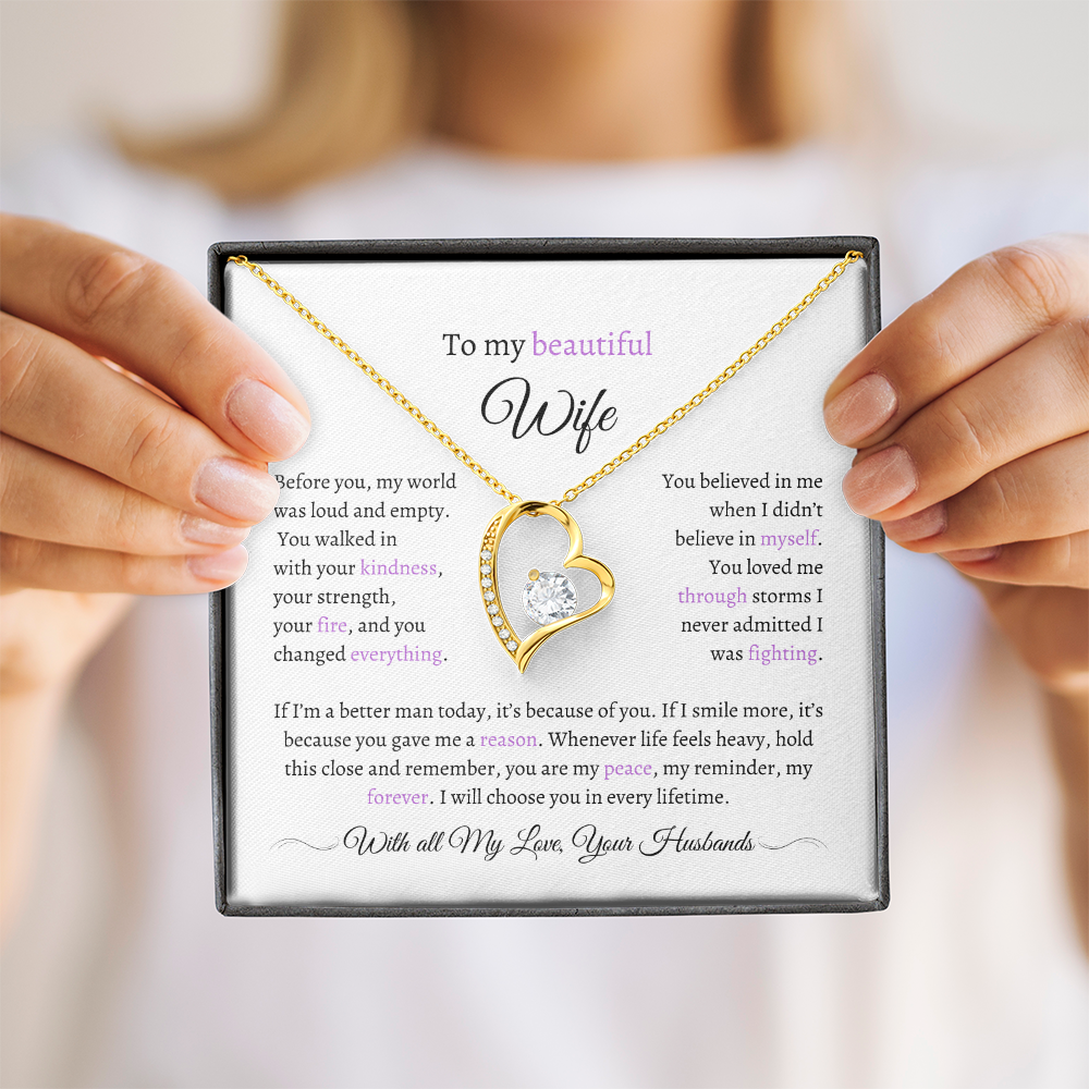 Husband to Wife Necklace with Message Card – “You Are My Peace” – Romantic Anniversary Gift, Birthday Gift, Valentine's Gift, Marriage Gift