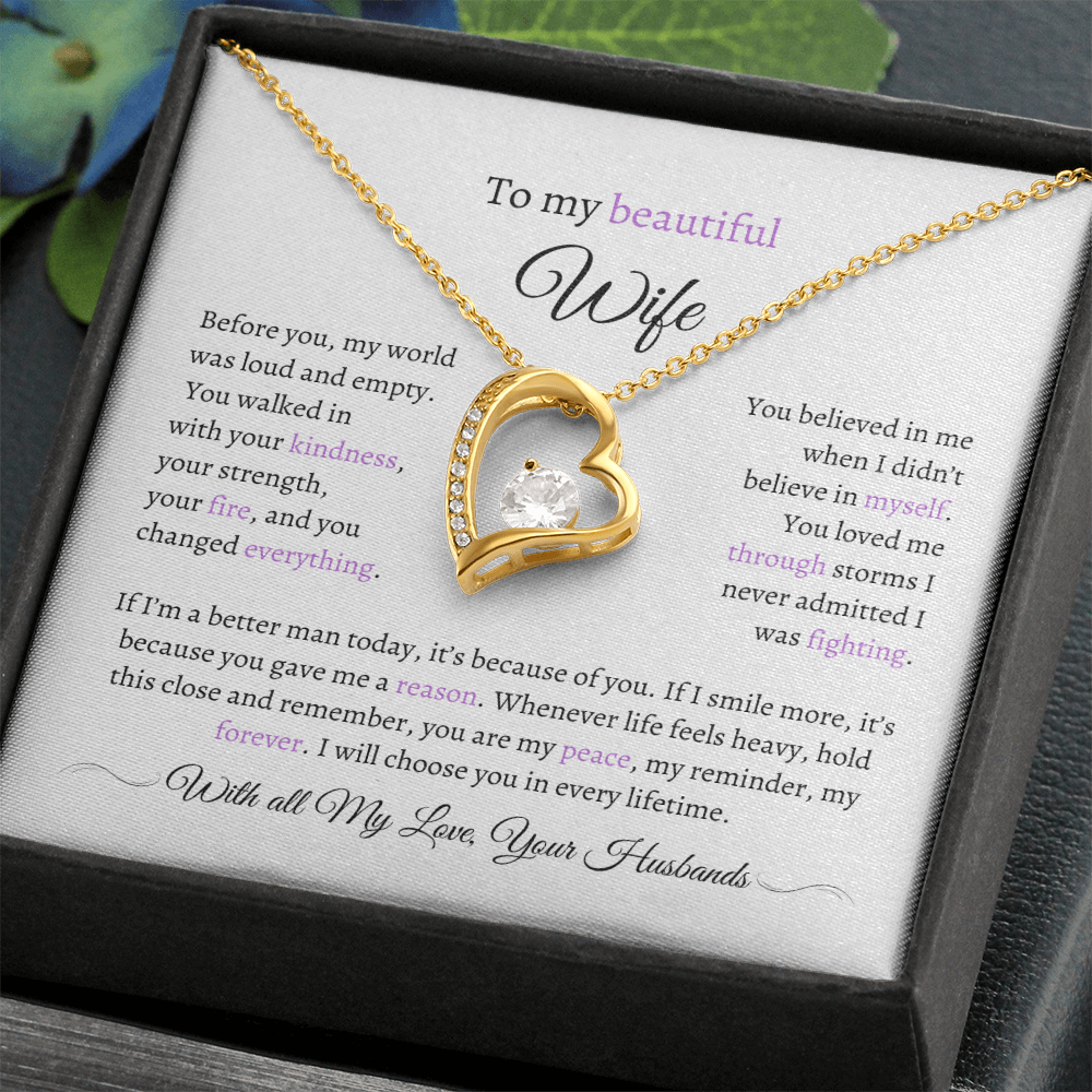 Husband to Wife Necklace with Message Card – “You Are My Peace” – Romantic Anniversary Gift, Birthday Gift, Valentine's Gift, Marriage Gift
