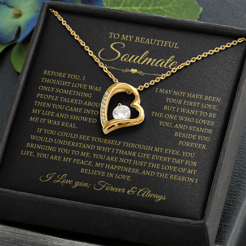 To My Beautiful Soulmate Gift, "My Happiness" Heart Necklace