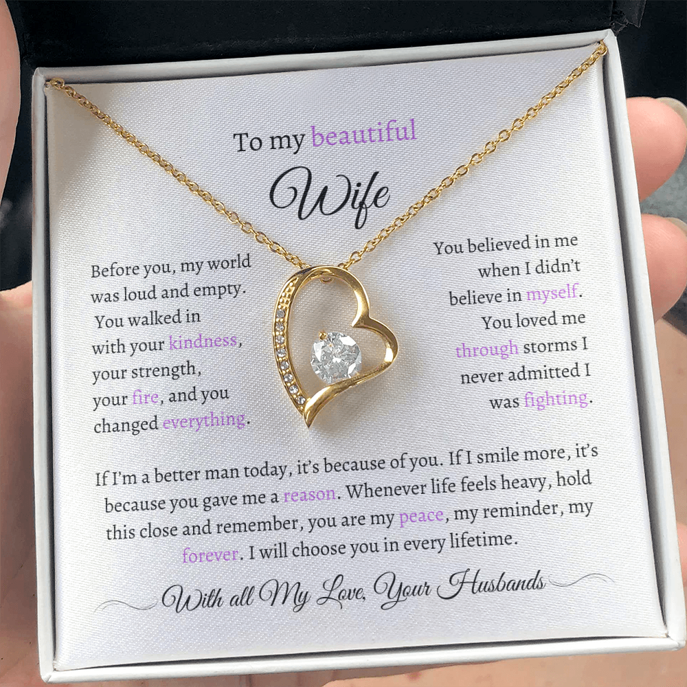 Husband to Wife Necklace with Message Card – “You Are My Peace” – Romantic Anniversary Gift, Birthday Gift, Valentine's Gift, Marriage Gift